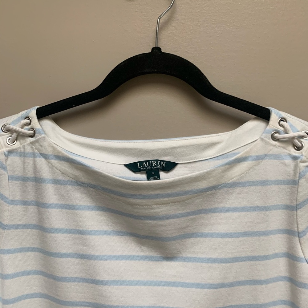 Lauren Ralph Lauren Cotton Stripe 3/4 Sleeve - Picture 2 of 6